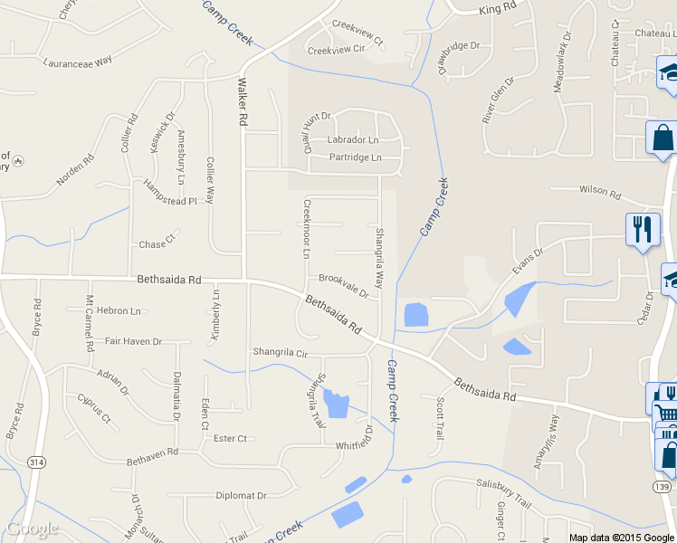map of restaurants, bars, coffee shops, grocery stores, and more near 1287 Brookvale Drive in Riverdale