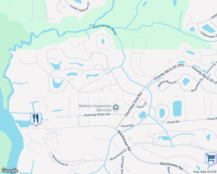 map of restaurants, bars, coffee shops, grocery stores, and more near 27 Cordoba Ct in Murrells Inlet