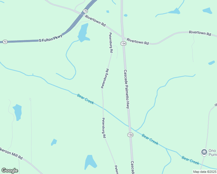 map of restaurants, bars, coffee shops, grocery stores, and more near 7000 Petersburg Road in Fairburn