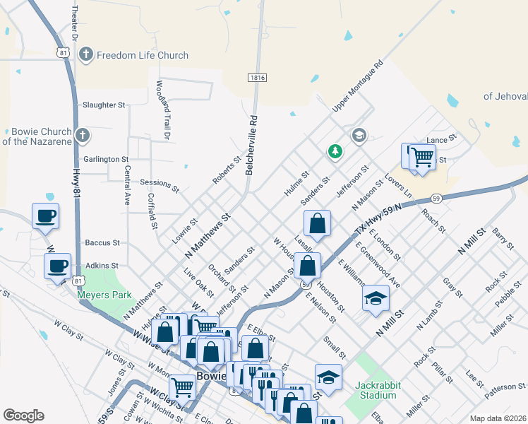 map of restaurants, bars, coffee shops, grocery stores, and more near 1109 Hulme Street in Bowie