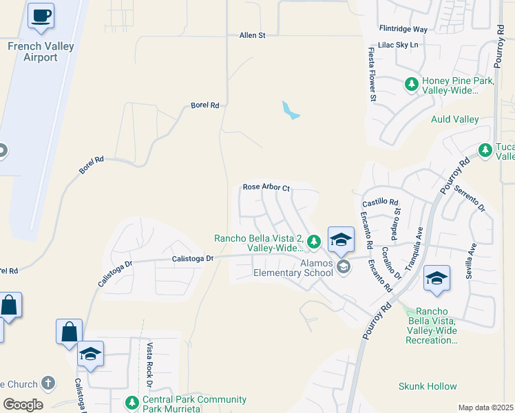 map of restaurants, bars, coffee shops, grocery stores, and more near 31038 Old Cypress Drive in Murrieta