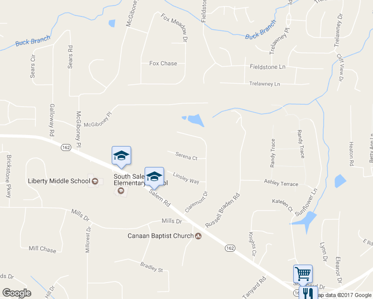 map of restaurants, bars, coffee shops, grocery stores, and more near 40 Serena Court in Covington