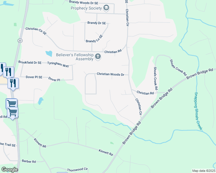 map of restaurants, bars, coffee shops, grocery stores, and more near 225 Hardwood Drive in Covington