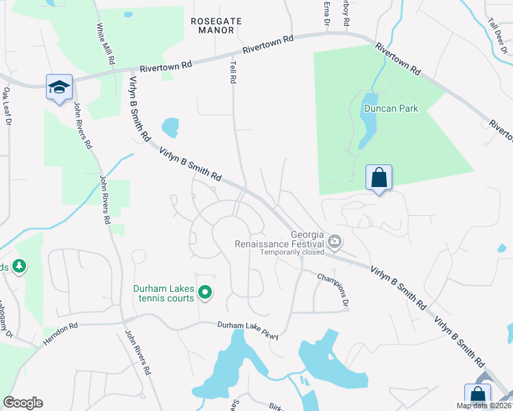 map of restaurants, bars, coffee shops, grocery stores, and more near 530 Windsor Way in Fairburn