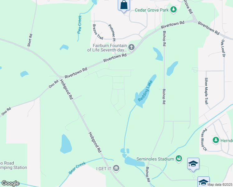 map of restaurants, bars, coffee shops, grocery stores, and more near 6922 Chester Street in Fairburn