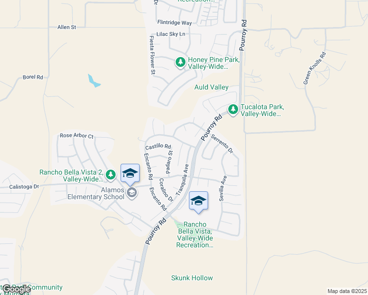 map of restaurants, bars, coffee shops, grocery stores, and more near 38096 Talavera Court in Murrieta