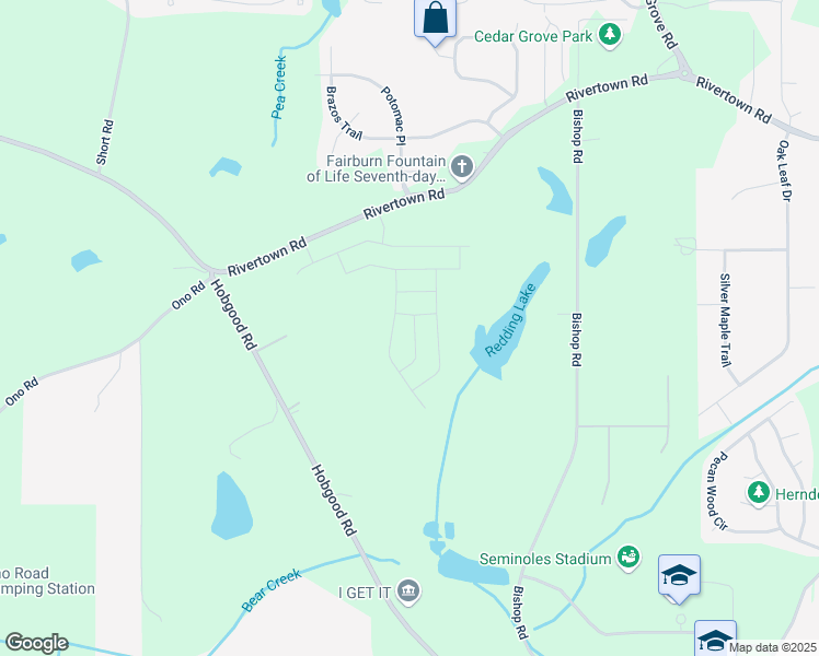 map of restaurants, bars, coffee shops, grocery stores, and more near 6922 Chester Street in Fairburn