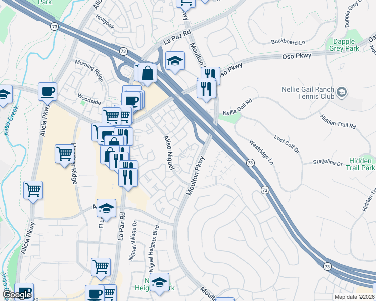 map of restaurants, bars, coffee shops, grocery stores, and more near 27234 Ryan Drive in Laguna Niguel