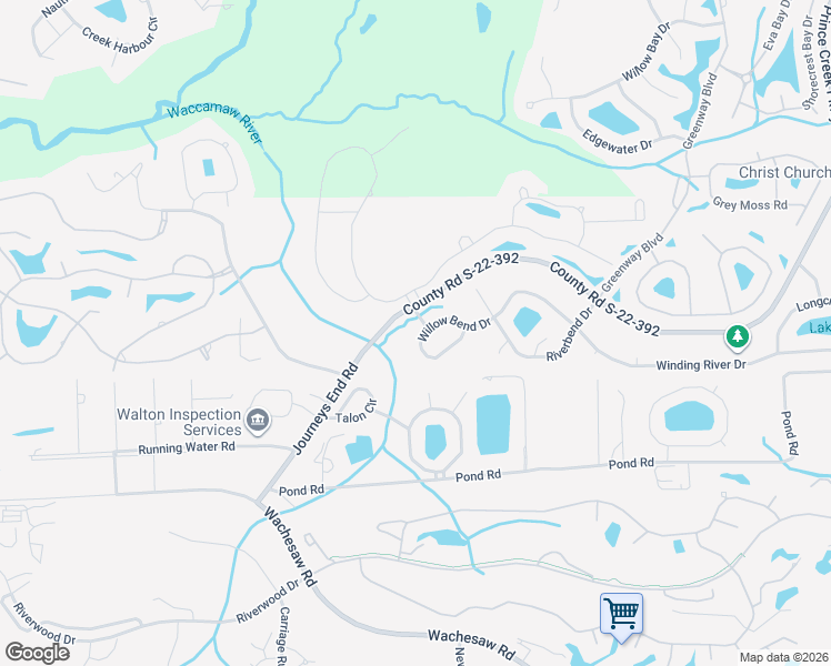 map of restaurants, bars, coffee shops, grocery stores, and more near 44 Willow Bend Drive in Murrells Inlet