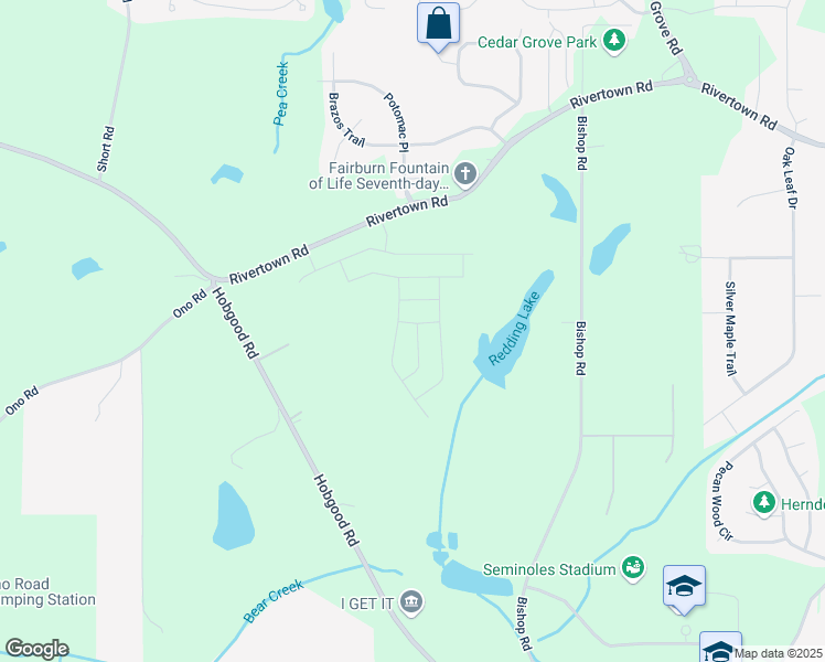 map of restaurants, bars, coffee shops, grocery stores, and more near 6920 Chester Street in Fairburn