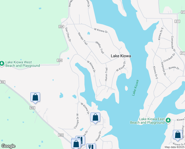 map of restaurants, bars, coffee shops, grocery stores, and more near 723 Kiowa Drive West in Gainesville