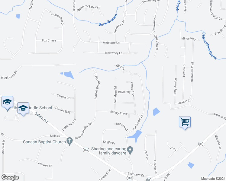 map of restaurants, bars, coffee shops, grocery stores, and more near 95 Tamalynn Trail in Covington