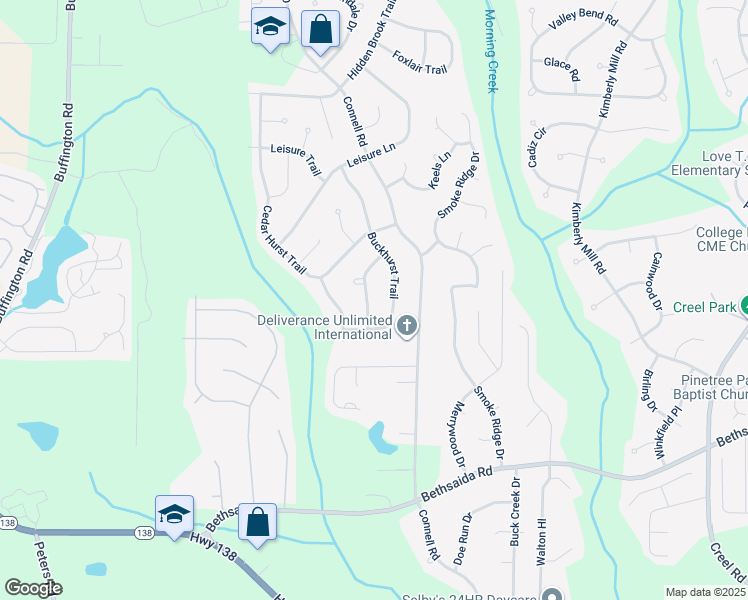 map of restaurants, bars, coffee shops, grocery stores, and more near 1035 Buckhurst Drive in Atlanta