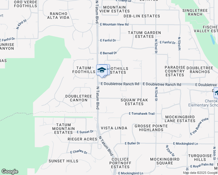 map of restaurants, bars, coffee shops, grocery stores, and more near 4802 East Horseshoe Road in Paradise Valley
