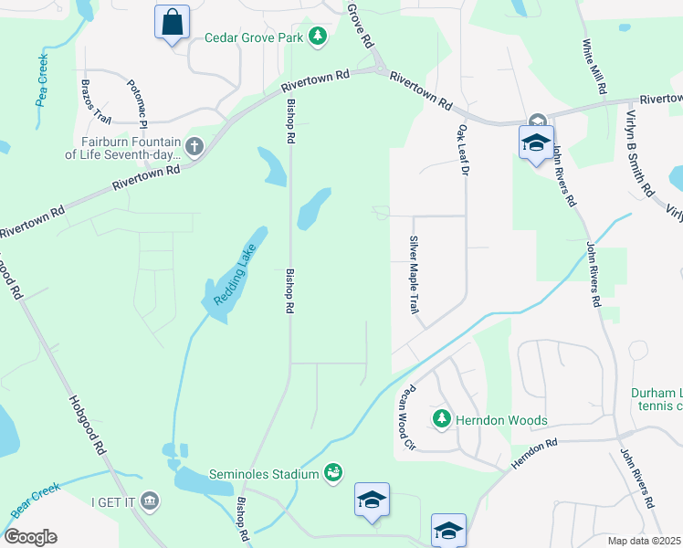 map of restaurants, bars, coffee shops, grocery stores, and more near 7000 Bishop Road in Fairburn