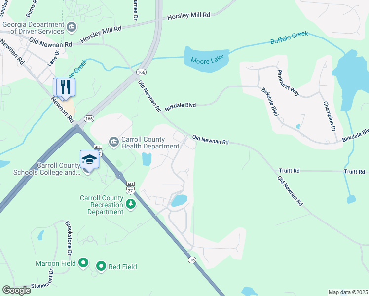 map of restaurants, bars, coffee shops, grocery stores, and more near 342 Mill Pond Crossing in Carrollton