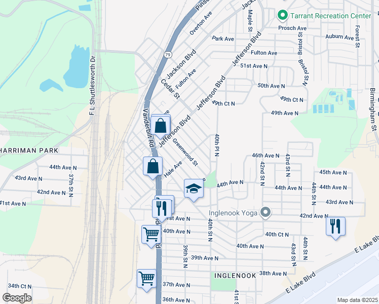 map of restaurants, bars, coffee shops, grocery stores, and more near 4252 Greenwood Street in Birmingham