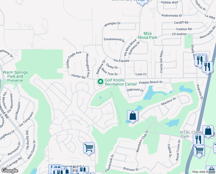map of restaurants, bars, coffee shops, grocery stores, and more near 29131 Camino Alba in Murrieta