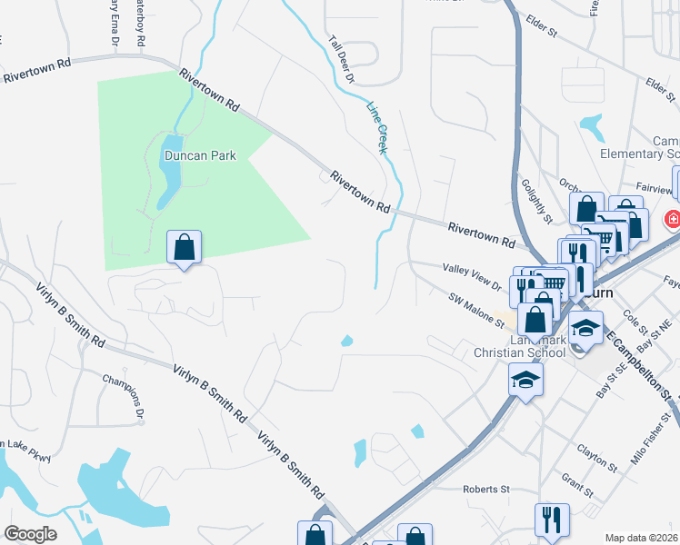 map of restaurants, bars, coffee shops, grocery stores, and more near 330 RiverTown Road in Fairburn