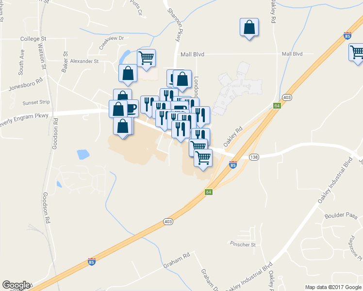 map of restaurants, bars, coffee shops, grocery stores, and more near 4630 Jonesboro Road in Union City