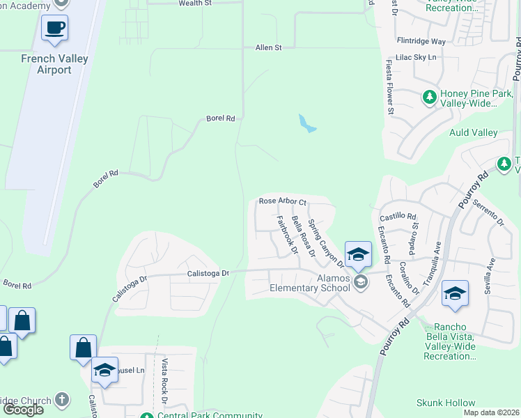 map of restaurants, bars, coffee shops, grocery stores, and more near 38030 Turning Leaf Court in Murrieta