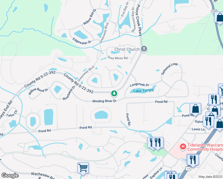 map of restaurants, bars, coffee shops, grocery stores, and more near 104 Summerlight Drive in Murrells Inlet