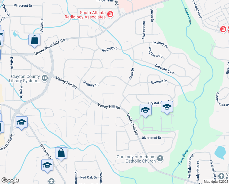 map of restaurants, bars, coffee shops, grocery stores, and more near 139 Shenandoah Drive in Riverdale