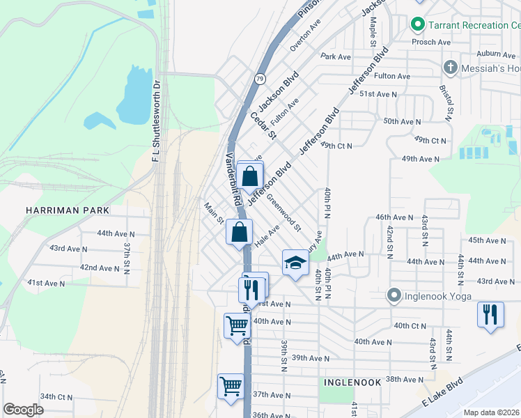 map of restaurants, bars, coffee shops, grocery stores, and more near 4340 Greenwood Street in Birmingham