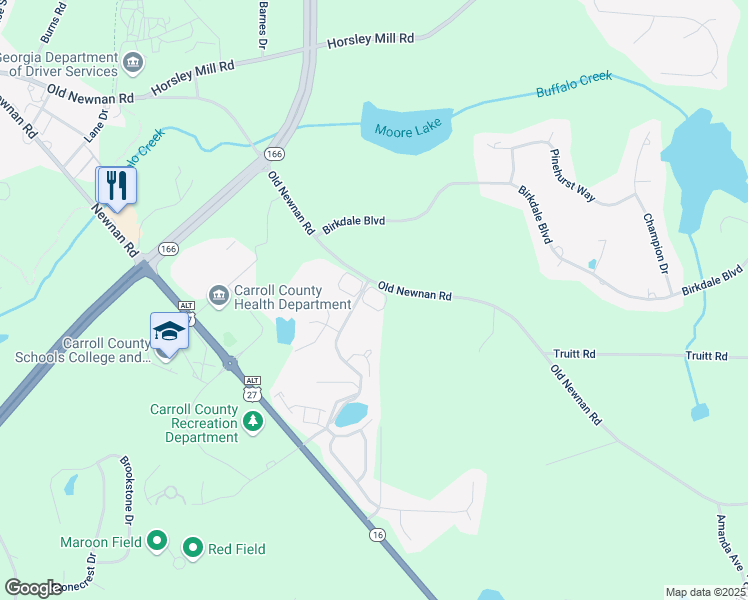map of restaurants, bars, coffee shops, grocery stores, and more near 392 Mill Pond Crossing in Carrollton