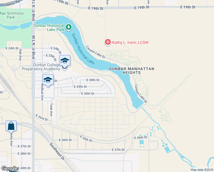 map of restaurants, bars, coffee shops, grocery stores, and more near 2434 East 28th Street in Lubbock