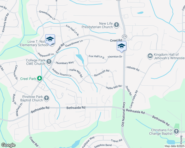 map of restaurants, bars, coffee shops, grocery stores, and more near 6860 Earlhurst Road in College Park