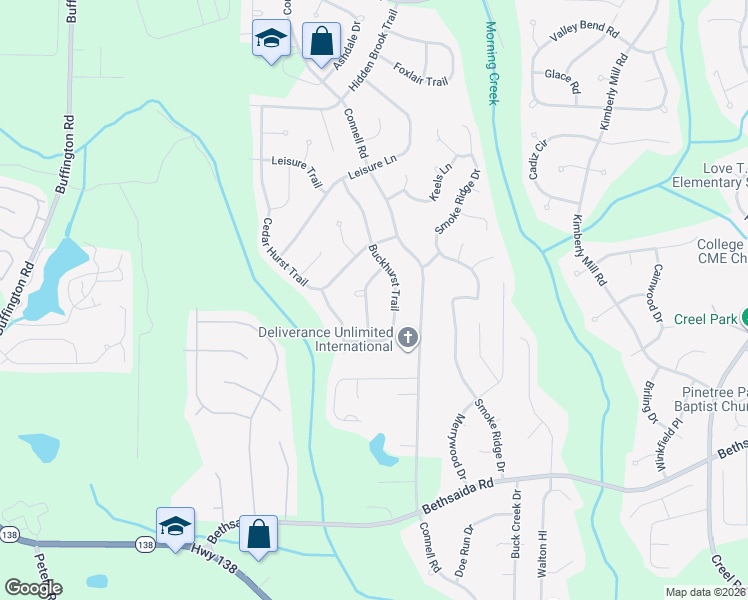 map of restaurants, bars, coffee shops, grocery stores, and more near 1055 Buckhurst Drive in College Park