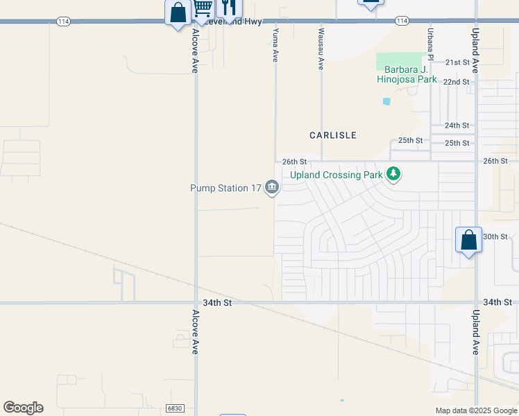 map of restaurants, bars, coffee shops, grocery stores, and more near 7800 29th Street in Lubbock