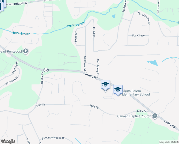 map of restaurants, bars, coffee shops, grocery stores, and more near 5044 Salem Road in Covington