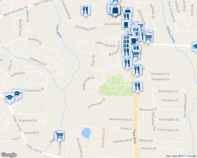 map of restaurants, bars, coffee shops, grocery stores, and more near 4014 Alderwoods Drive in Jonesboro