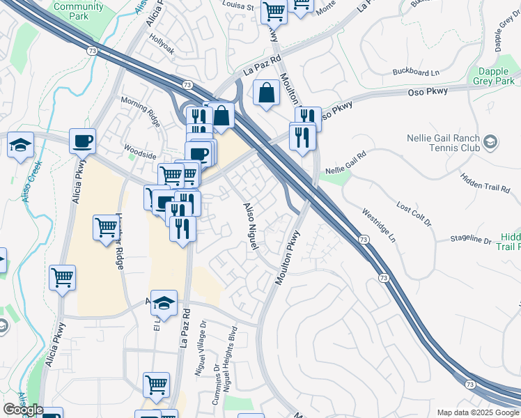 map of restaurants, bars, coffee shops, grocery stores, and more near in Laguna Niguel
