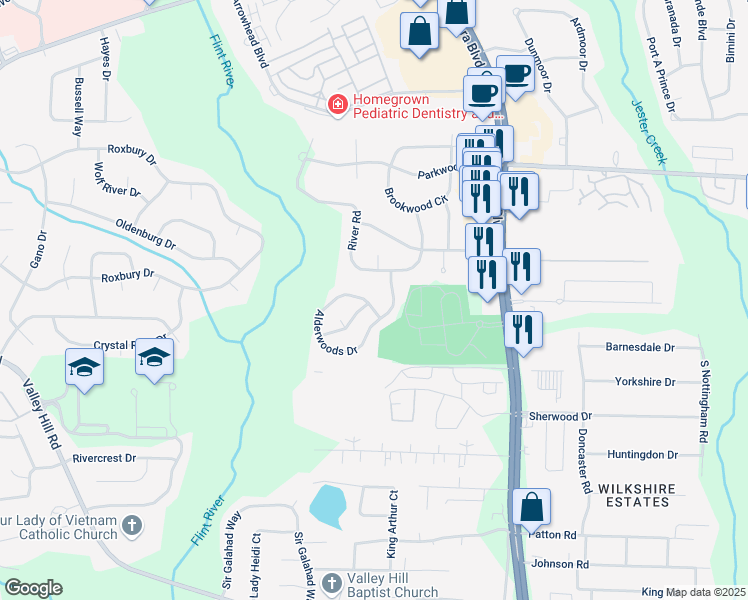 map of restaurants, bars, coffee shops, grocery stores, and more near 4014 Alderwoods Drive in Jonesboro