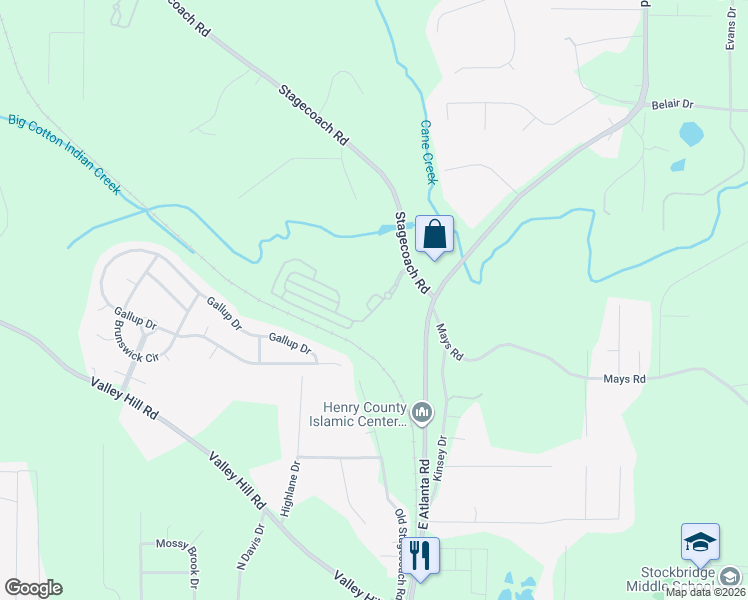 map of restaurants, bars, coffee shops, grocery stores, and more near 508 Woodall Road in Stockbridge