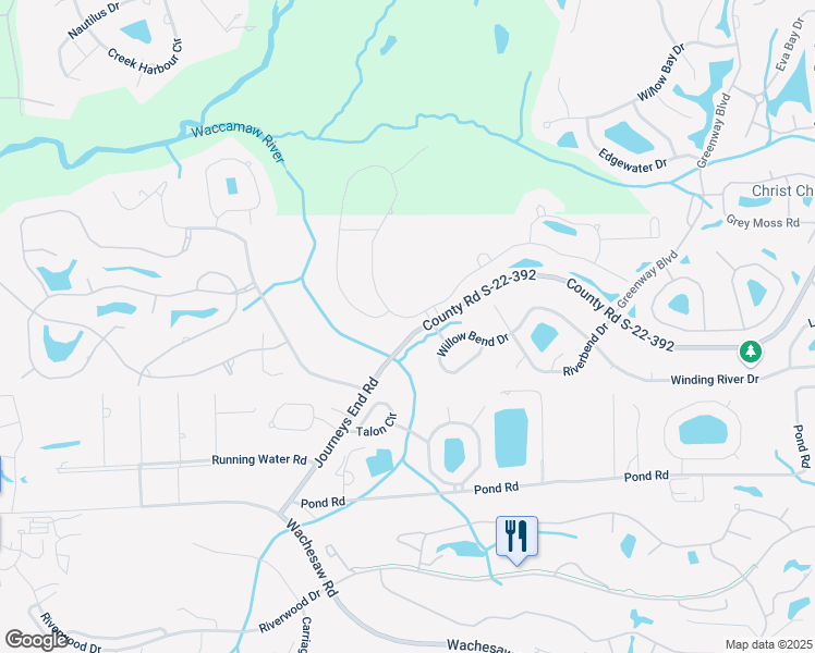 map of restaurants, bars, coffee shops, grocery stores, and more near 12 Highwood Circle in Murrells Inlet