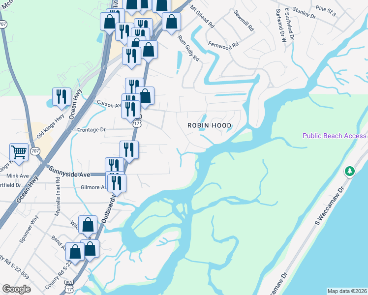 map of restaurants, bars, coffee shops, grocery stores, and more near 3714 Jordan Landing Road in Murrells Inlet