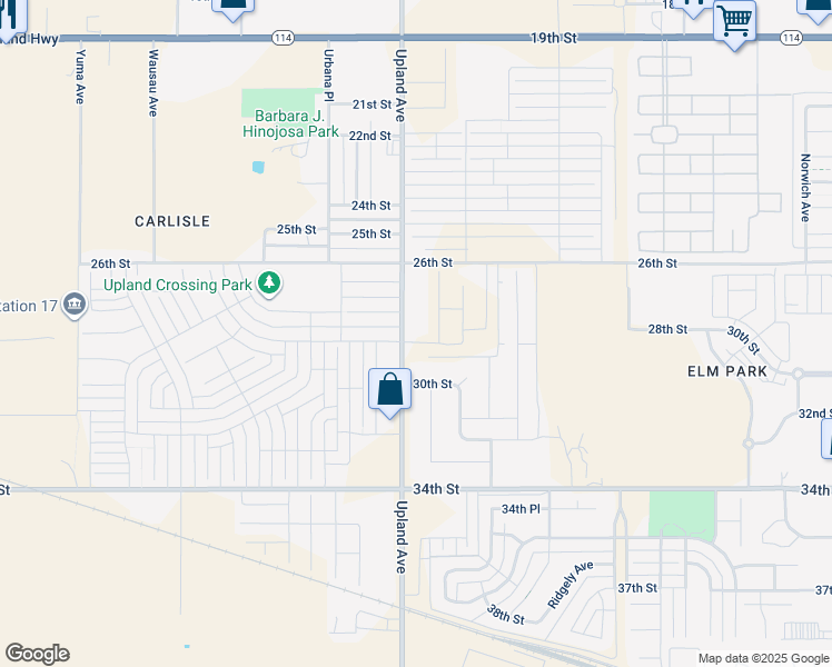 map of restaurants, bars, coffee shops, grocery stores, and more near 2602-2802 Upland Avenue in Lubbock