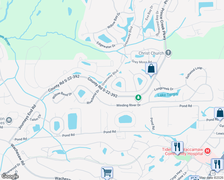 map of restaurants, bars, coffee shops, grocery stores, and more near 67 Summerlight Drive in Murrells Inlet