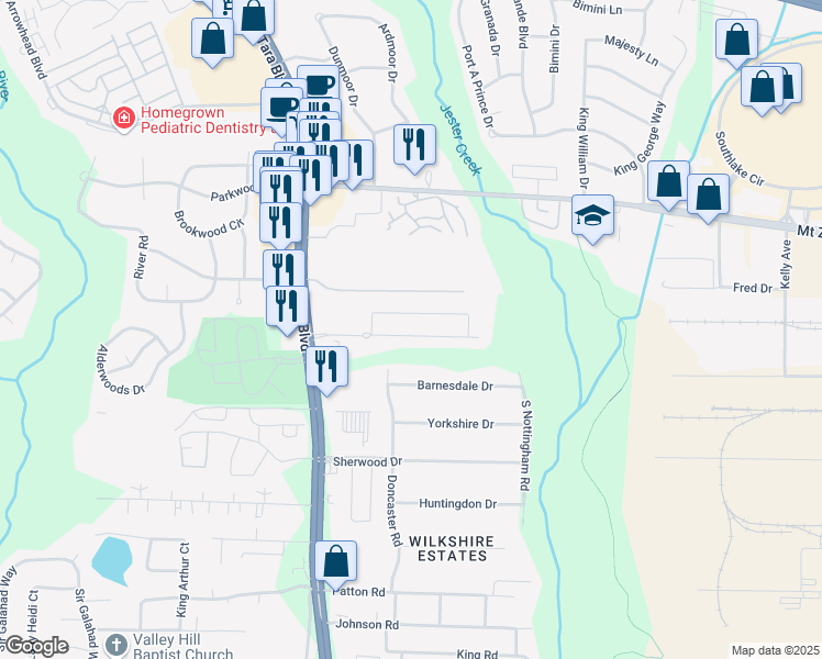 map of restaurants, bars, coffee shops, grocery stores, and more near 694 Georgetown Lane in Jonesboro