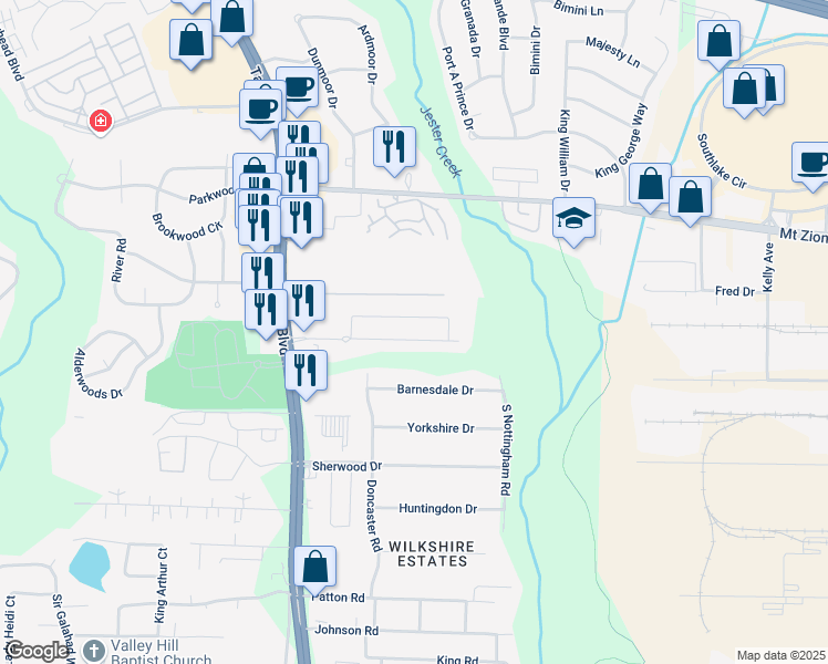 map of restaurants, bars, coffee shops, grocery stores, and more near 720 Georgetown Lane in Jonesboro