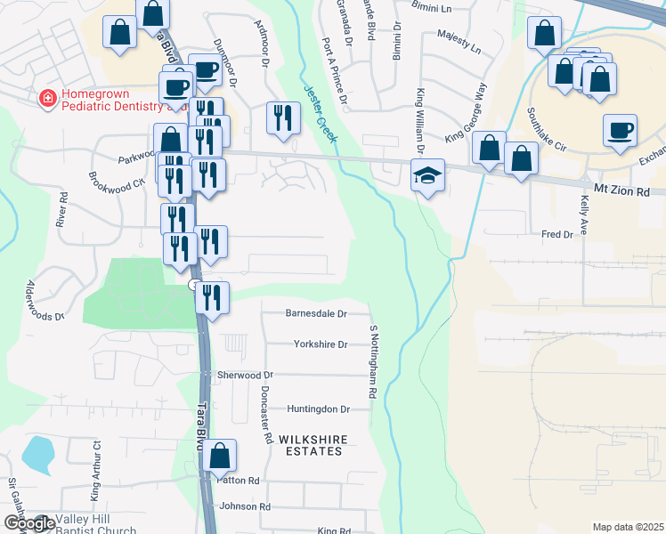 map of restaurants, bars, coffee shops, grocery stores, and more near 776 Georgetown Court in Jonesboro