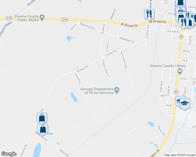 map of restaurants, bars, coffee shops, grocery stores, and more near 1240 Oconee Avenue in Greensboro