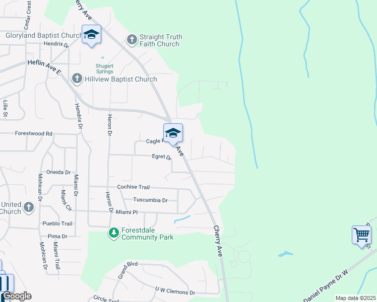 map of restaurants, bars, coffee shops, grocery stores, and more near 1512 Fulmer Circle in Birmingham