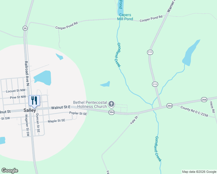 map of restaurants, bars, coffee shops, grocery stores, and more near 3021 Salley Road in Salley