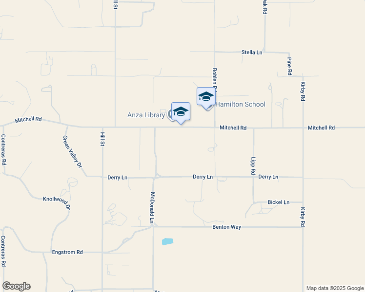 map of restaurants, bars, coffee shops, grocery stores, and more near Mitchell Road in Anza