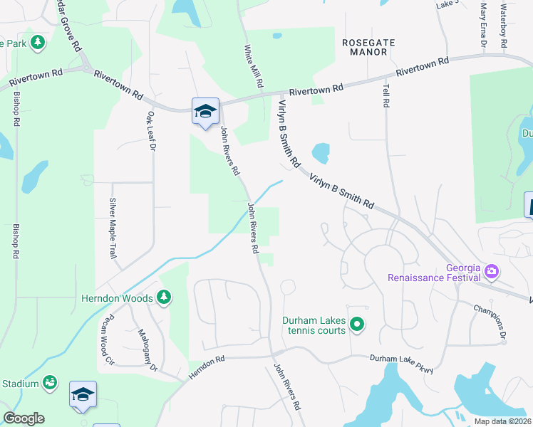map of restaurants, bars, coffee shops, grocery stores, and more near 7030 John Rivers Road in Fairburn